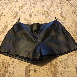 Black Genuine Lamb Leather Shorts - Size 14 - Hotpants?